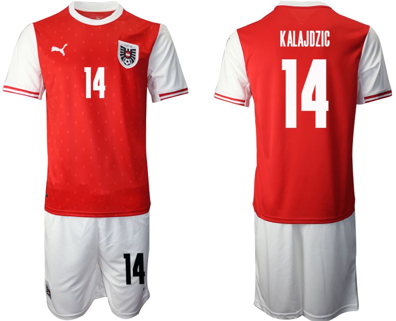 Men 2020-2021 European Cup Austria home red #14 Soccer Jersey->austria jersey->Soccer Country Jersey